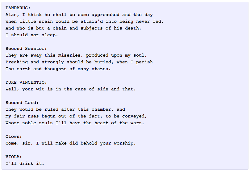 Automatic Text Generation Example of Shakespeare