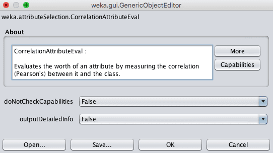 Weka Feature Selection Configuration