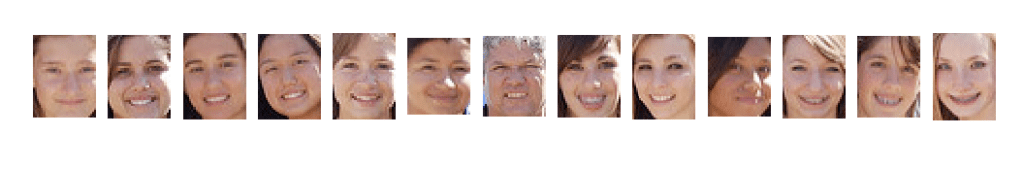 Plot of Each Separate Face Detected in a Photograph of a Swim Team