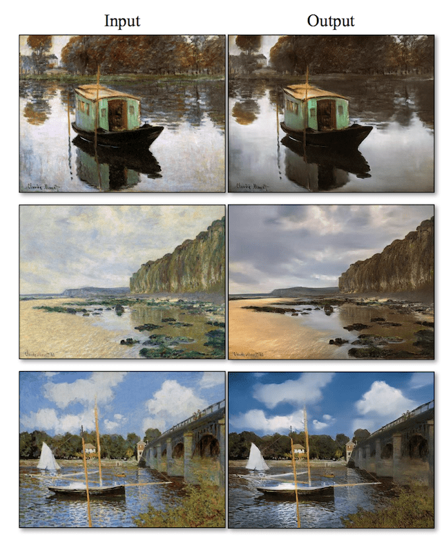 Example of Translation Paintings by Monet to Photorealistic Scenes