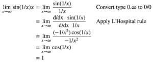 lim(𝑥→∞) x.sin(1/x)=1