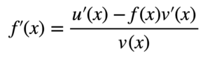 Quotient and Product rule formula