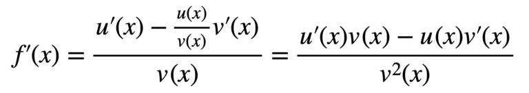 Quotient and Product rule formula