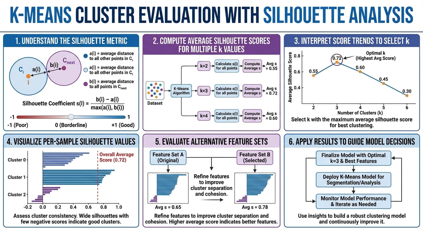 K-Means Cluster Evaluation with Silhouette Analysis