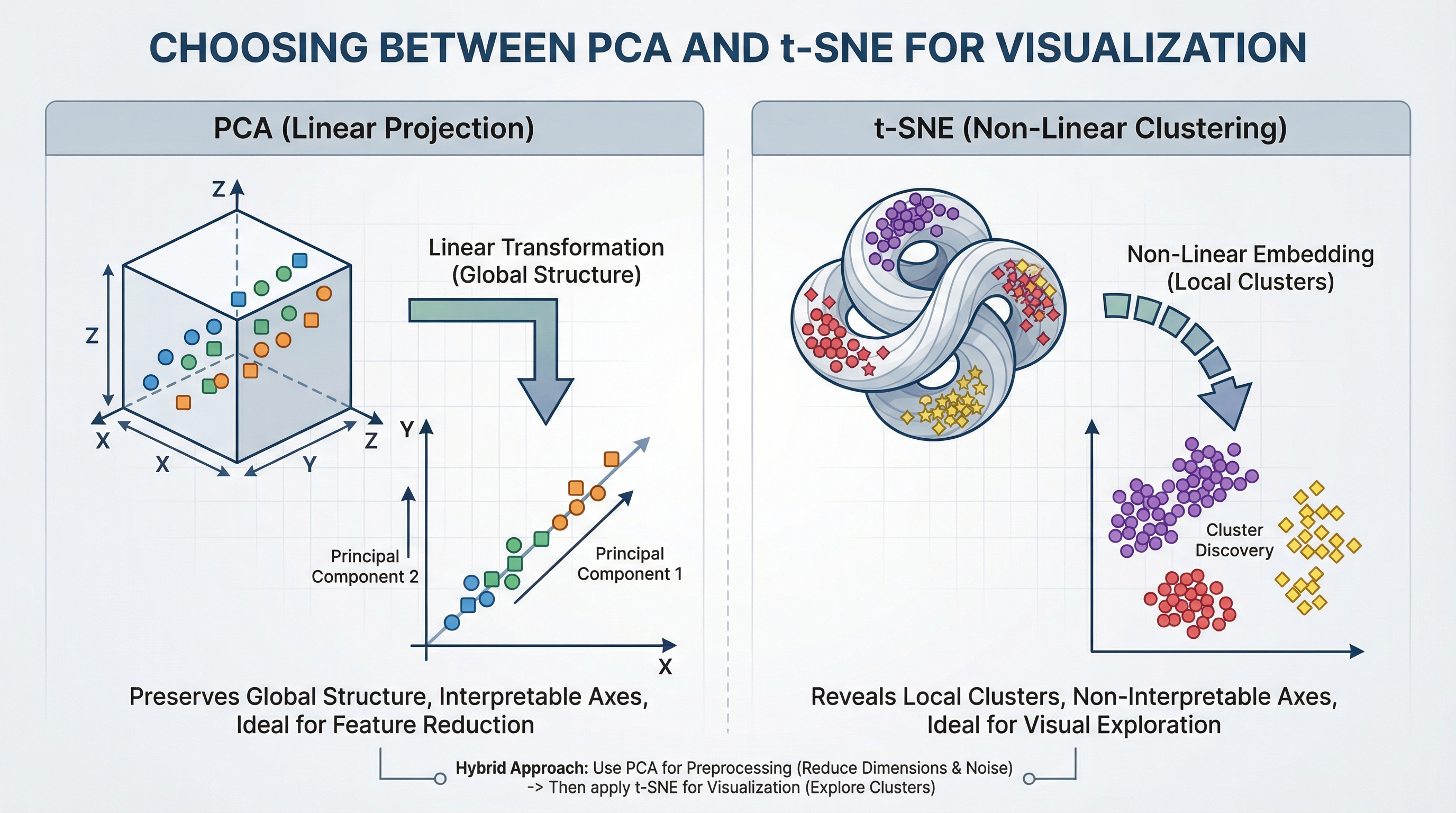 Choosing Between PCA and t-SNE for Visualization